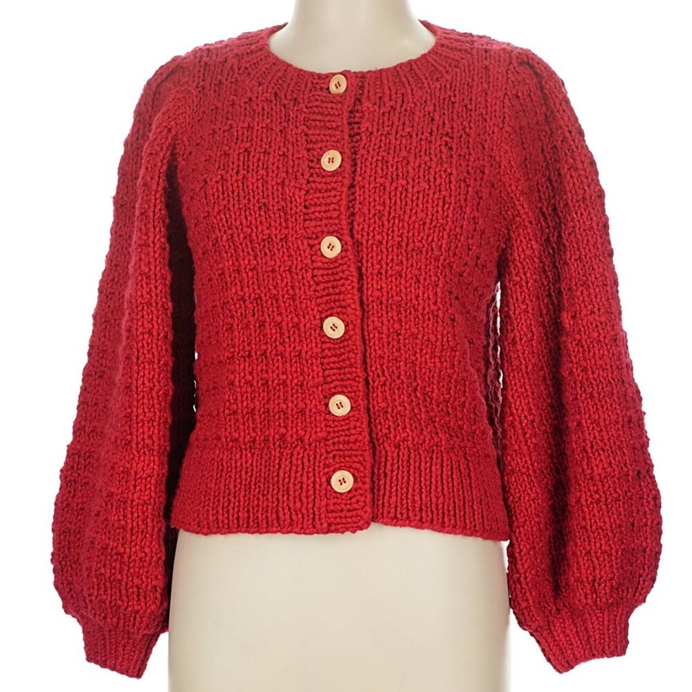 Christy Dawn Nola Cardigan Sweater in Crimson Red Medium - Picture 3 of 5